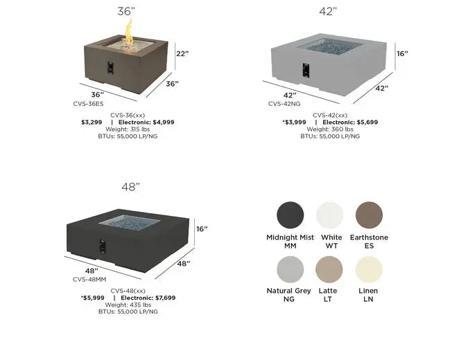 The Outdoor GreatRoom Company Cove Concrete Square Gas Fire Pit Table The Outdoor GreatRoom Company Dreamwood Living