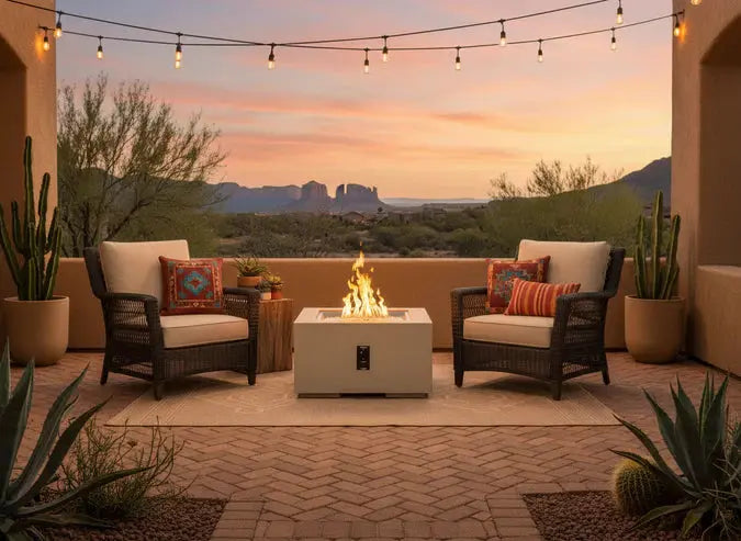 The Outdoor GreatRoom Company Cove Concrete Square Gas Fire Pit Table The Outdoor GreatRoom Company Dreamwood Living