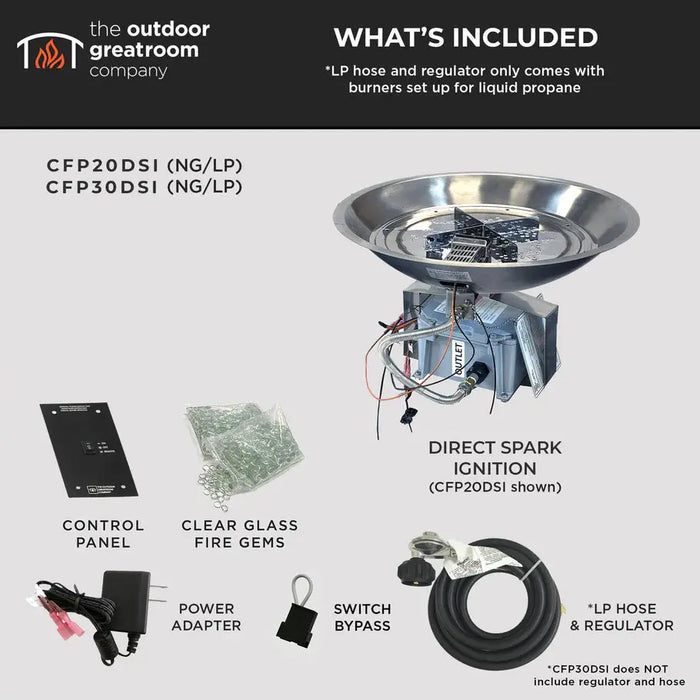 The Outdoor GreatRoom Crystal Fire Plus Round Gas Burner