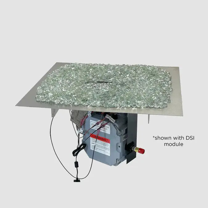 The Outdoor GreatRoom Company Crystal Fire Plus Square Gas Burner Insert and Plate Kit The Outdoor GreatRoom Company Dreamwood Living