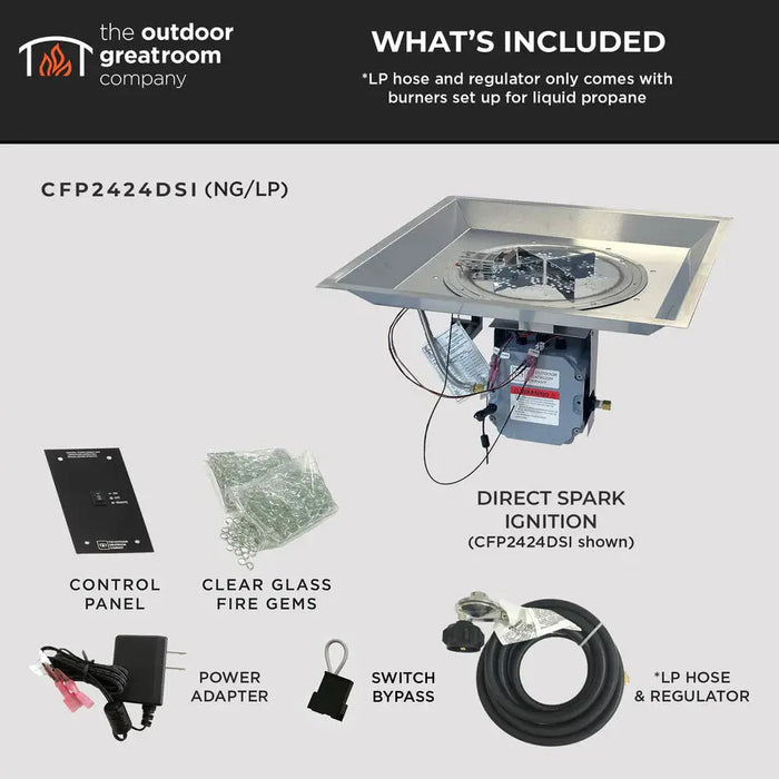 The Outdoor GreatRoom Company Crystal Fire Plus Square Gas Burner