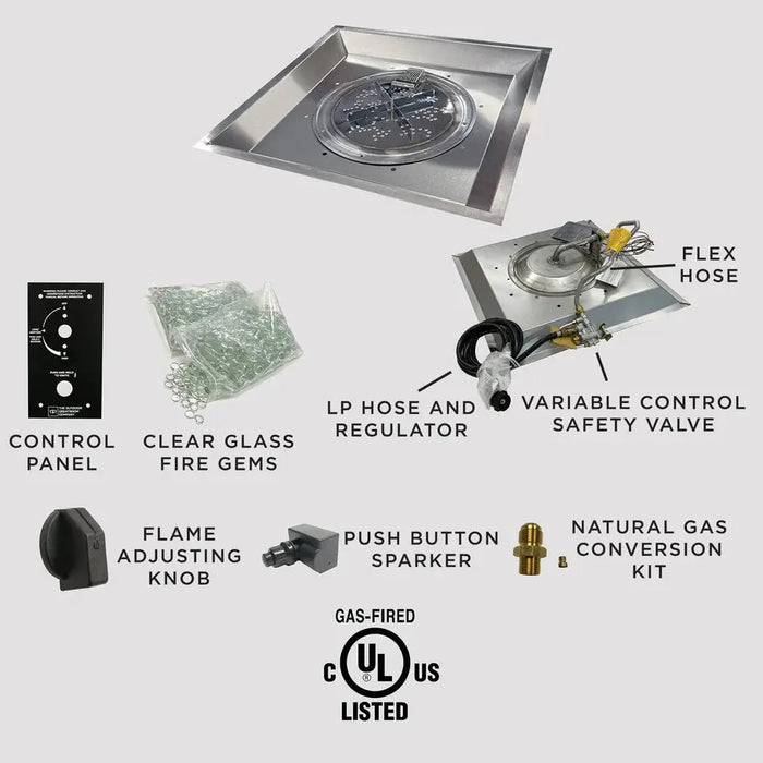 The Outdoor GreatRoom Company Crystal Fire Plus Square Gas Burner