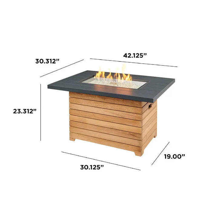 The Outdoor GreatRoom Company Darien Rectangular Gas Fire Pit Table 42" The Outdoor GreatRoom Company Dreamwood Living