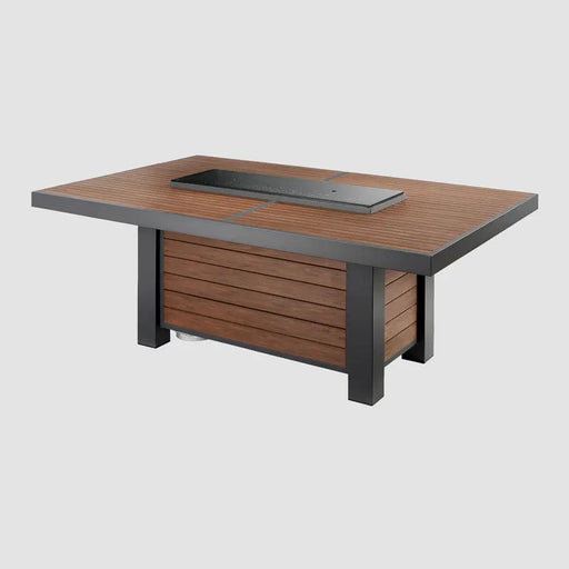 The Outdoor GreatRoom Company Kenwood Linear Dining Height Umber Brown Gas Fire Pit Table - KW-1242-K The Outdoor GreatRoom Company Dreamwood Living