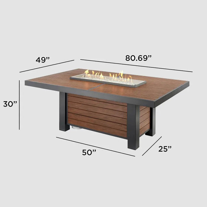 The Outdoor GreatRoom Company Kenwood Linear Dining Height Umber Brown Gas Fire Pit Table - KW-1242-K The Outdoor GreatRoom Company Dreamwood Living
