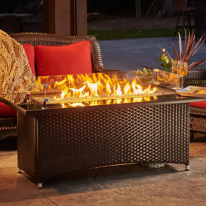 The Outdoor GreatRoom Company Montego Linear Gas Fire Pit Table The Outdoor GreatRoom Company Dreamwood Living