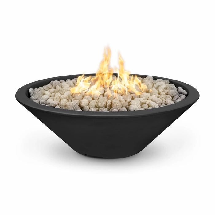 Durable Cazo fire pit with stainless steel burner and lava rocks.