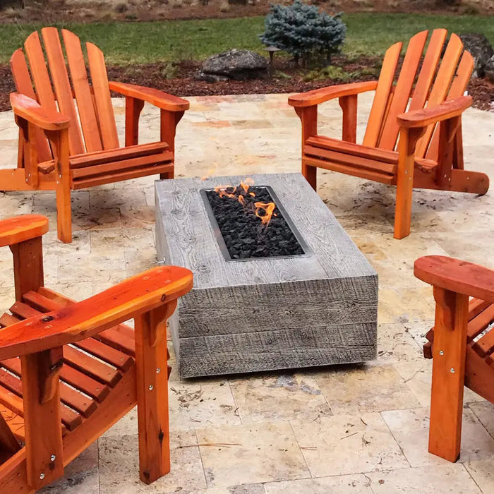 The Outdoor Plus Coronado 48" Rectangle GFRC Wood Grain Fire Pit The Outdoor Plus