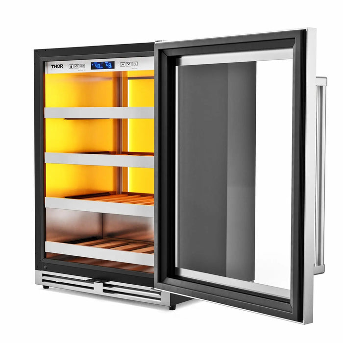 Thor Kitchen 24" 45 Bottle Left Swing Wine Cooler with Backlight, TWC24UL Thor Kitchen