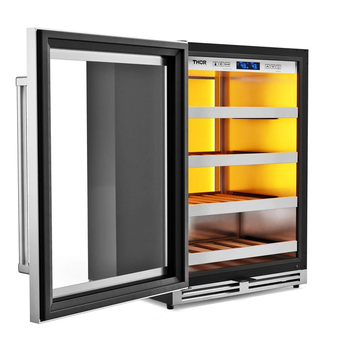 Thor Kitchen 24" 45 Bottle Right Swing Wine Cooler with Backlight, TWC24UL-LH Thor Kitchen