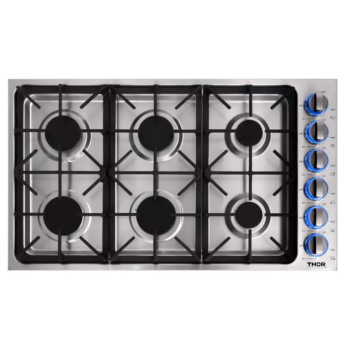 Thor Kitchen 36" Drop-in Natural Gas Cooktop in Stainless Steel, TGC3601 Thor Kitchen