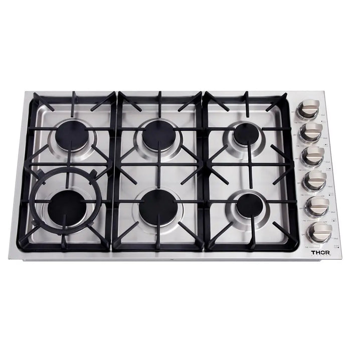 Thor Kitchen 36" Drop-in Natural Gas Cooktop in Stainless Steel, TGC3601 Thor Kitchen