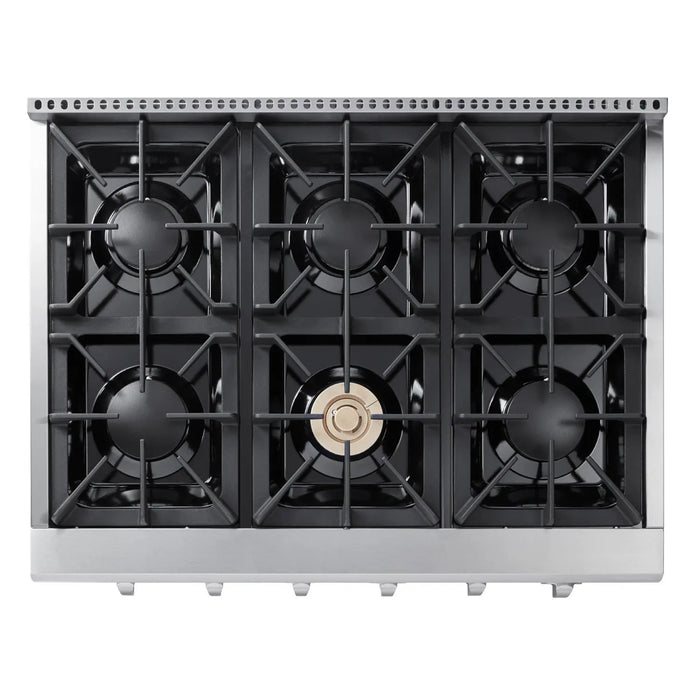 Thor Kitchen 36" Natural Gas Rangetop with 6 Burners in Stainless Steel , HRT3618U Thor Kitchen