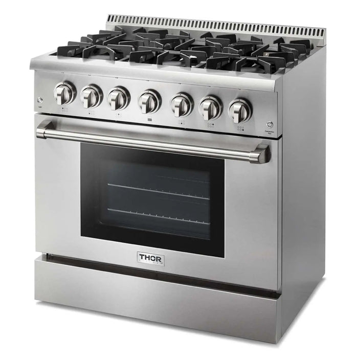 Thor Kitchen 36" Professional Dual Fuel Range in Stainless Steel, HRD3606ULP Thor Kitchen