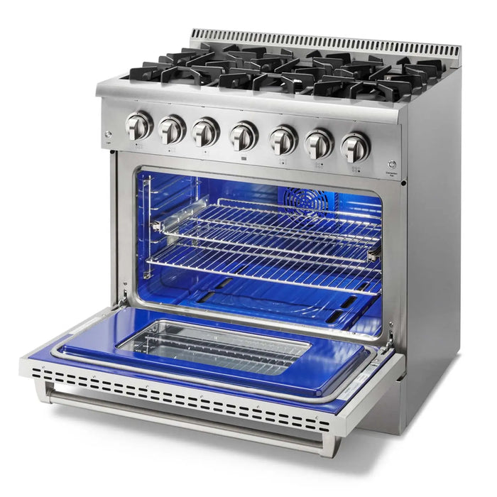 Thor Kitchen 36" Professional Dual Fuel Range in Stainless Steel, HRD3606ULP Thor Kitchen