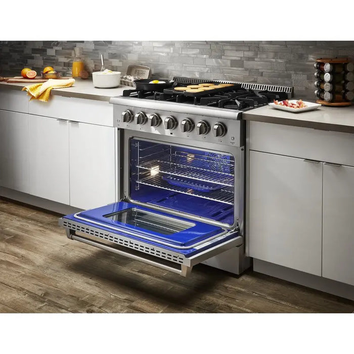 Thor Kitchen 36" Professional Dual Fuel Range in Stainless Steel, HRD3606ULP Thor Kitchen