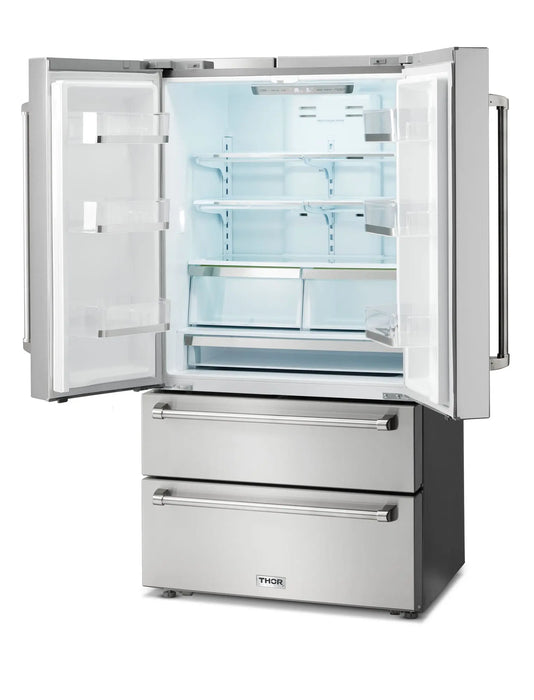 Thor Kitchen 36" Professional French Door Refrigerator in Stainless Steel, TRF3602 Thor Kitchen