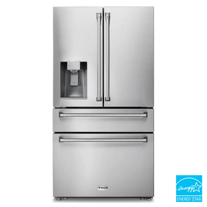 Thor Kitchen 36" Professional French Door Refrigerator with Ice and Water Dispenser, TRF3601FD Thor Kitchen