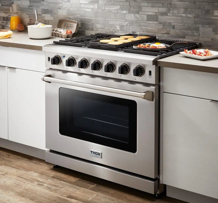 Thor Kitchen 36" Professional Natural Gas Range in Stainless Steel, LRG3601U Thor Kitchen