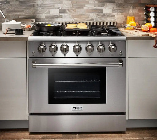 Thor Kitchen 36" Professional Propane Gas Range in Stainless Steel, HRG3618ULP Thor Kitchen