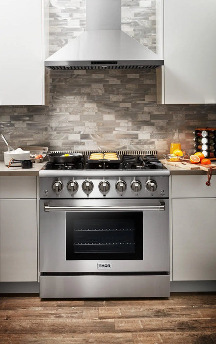 Thor Kitchen 36" Professional Propane Gas Range in Stainless Steel, HRG3618ULP Thor Kitchen