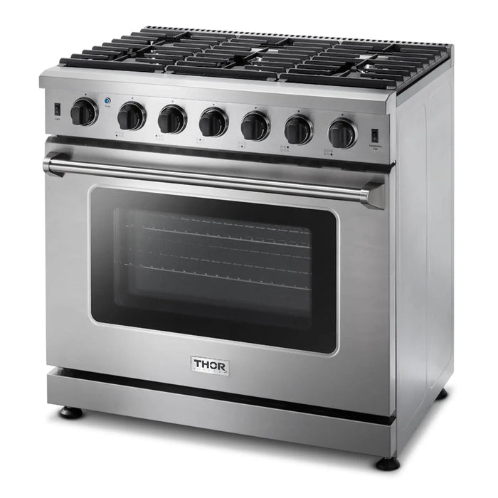 Thor Kitchen 36" Propane Gas Range in Stainless Steel, LRG3601ULP Thor Kitchen