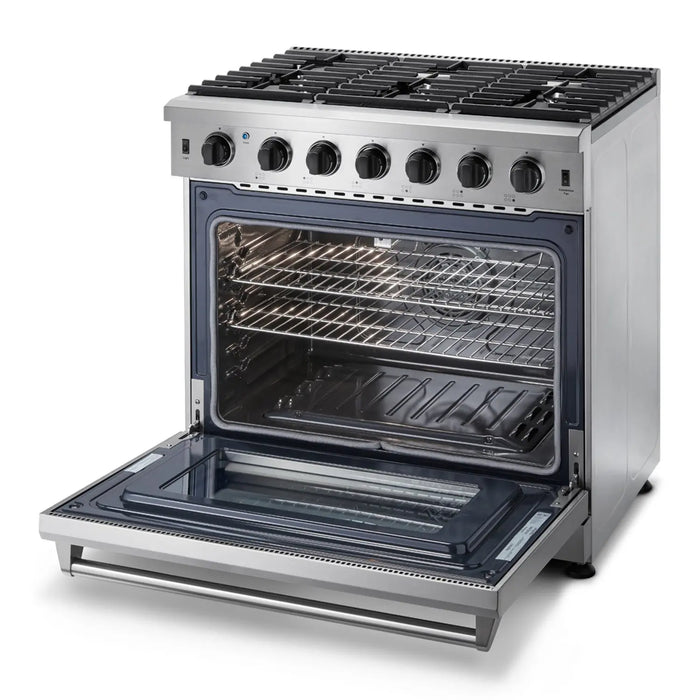 Thor Kitchen 36" Propane Gas Range in Stainless Steel, LRG3601ULP Thor Kitchen