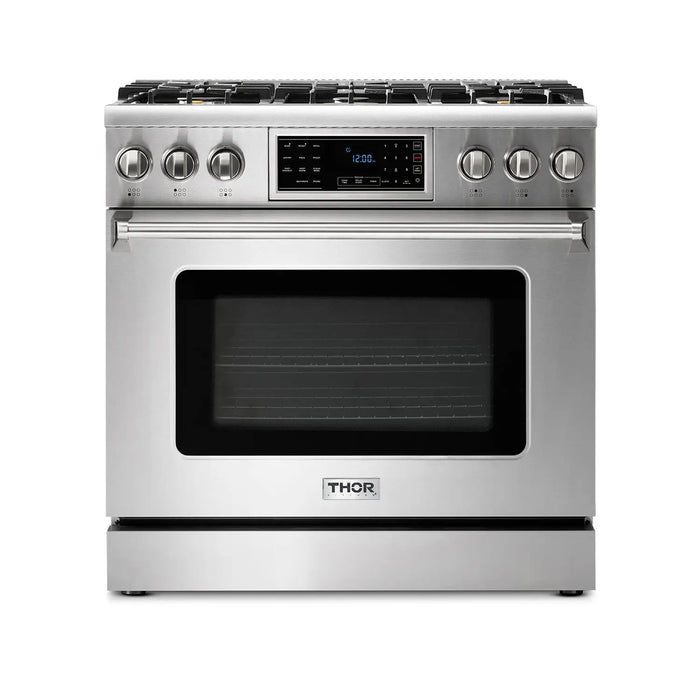 Thor Kitchen 36" Tilt Panel Natural Gas Range in Stainless Steel with Air Fry Feature, TRG3601 Thor Kitchen