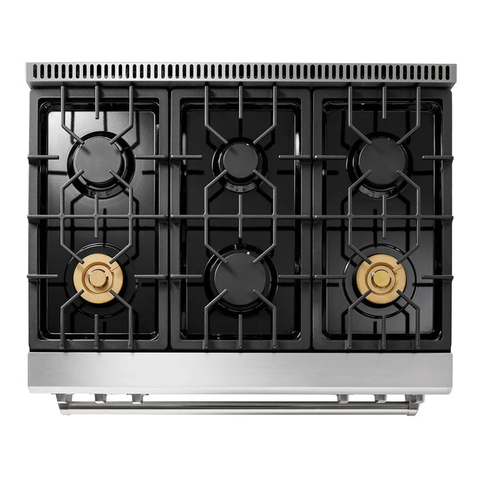 Thor Kitchen 36" Tilt Panel Natural Gas Range in Stainless Steel with Air Fry Feature, TRG3601 Thor Kitchen