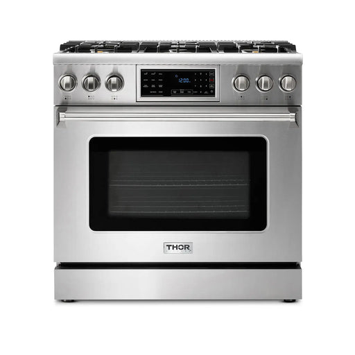 Thor Kitchen 36" Tilt Panel Propane Gas Range in Stainless Steel with Air Fry Feature, TRG3601LP Thor Kitchen