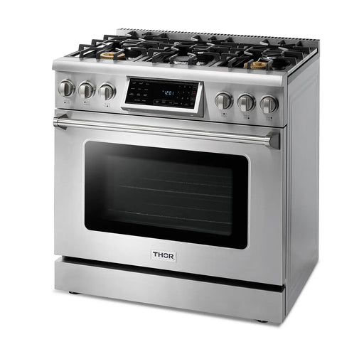 Thor Kitchen 36" Tilt Panel Propane Gas Range in Stainless Steel with Air Fry Feature, TRG3601LP Thor Kitchen