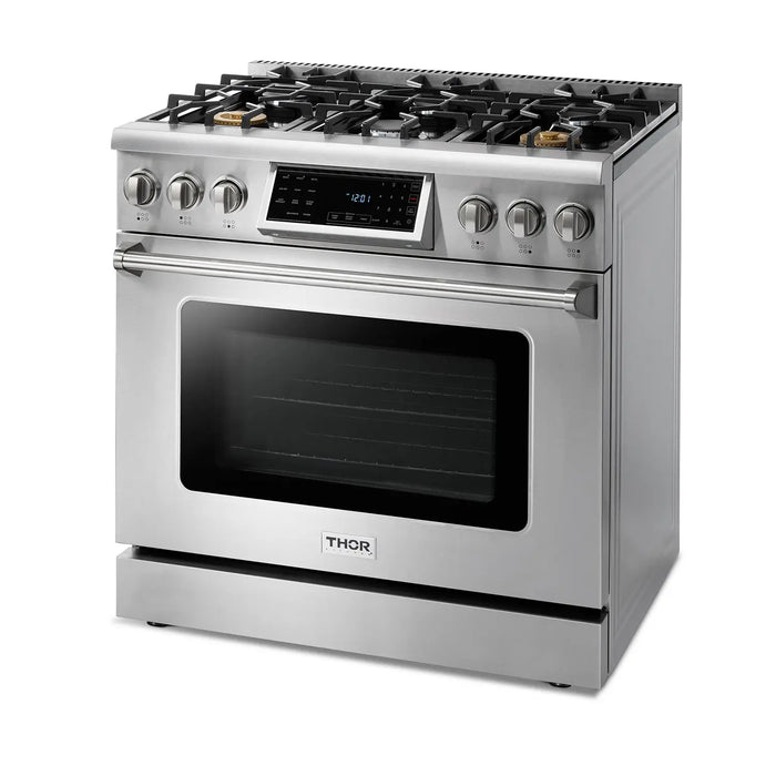 Thor Kitchen 36" Tilt Panel Propane Gas Range in Stainless Steel with Air Fry Feature, TRG3601LP Thor Kitchen