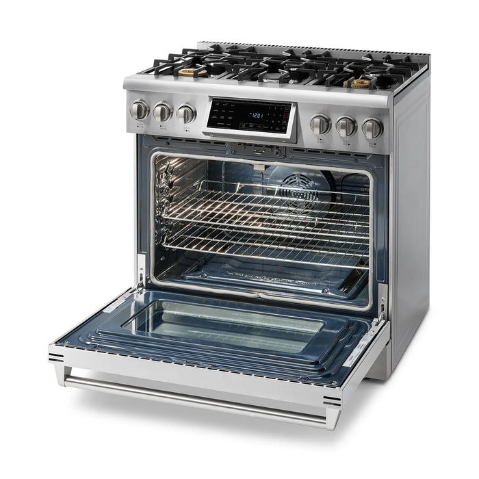 Thor Kitchen 36" Tilt Panel Propane Gas Range in Stainless Steel with Air Fry Feature, TRG3601LP Thor Kitchen