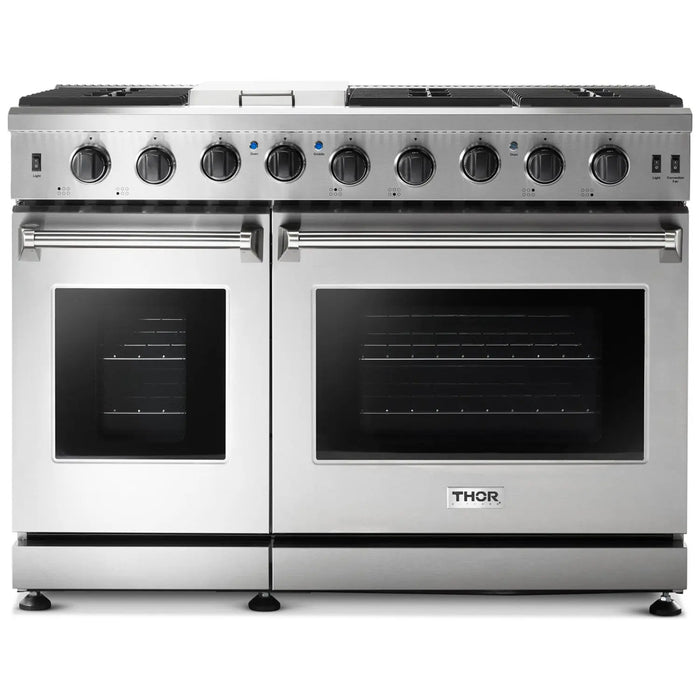 Thor Kitchen 48" Dual Oven Natural Gas Range in Stainless Steel, LRG4807U Thor Kitchen
