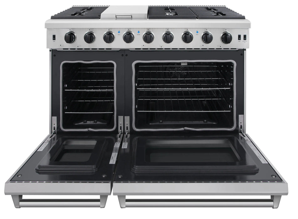 Thor Kitchen 48" Dual Oven Natural Gas Range in Stainless Steel, LRG4807U Thor Kitchen