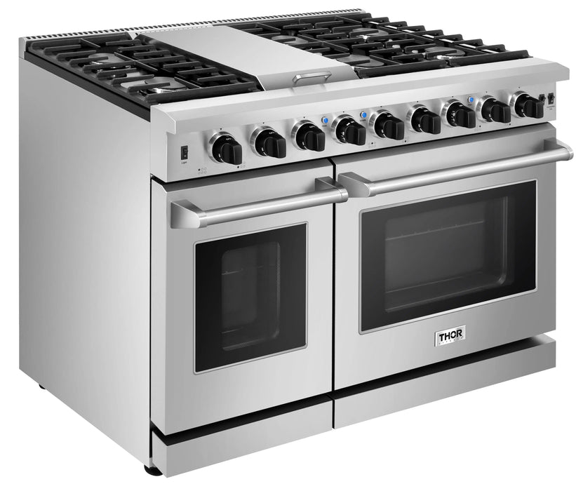 Thor Kitchen 48" Dual Oven Natural Gas Range in Stainless Steel, LRG4807U Thor Kitchen