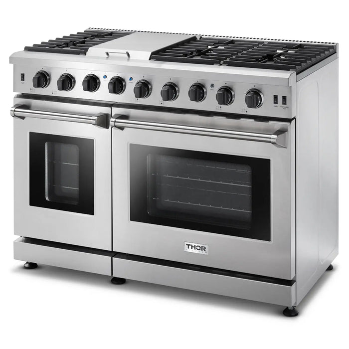 Thor Kitchen 48" Dual Oven Natural Gas Range in Stainless Steel, LRG4807U Thor Kitchen
