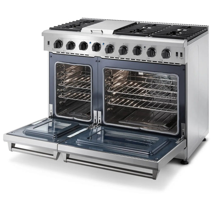 Thor Kitchen 48" Dual Oven Natural Gas Range in Stainless Steel, LRG4807U Thor Kitchen