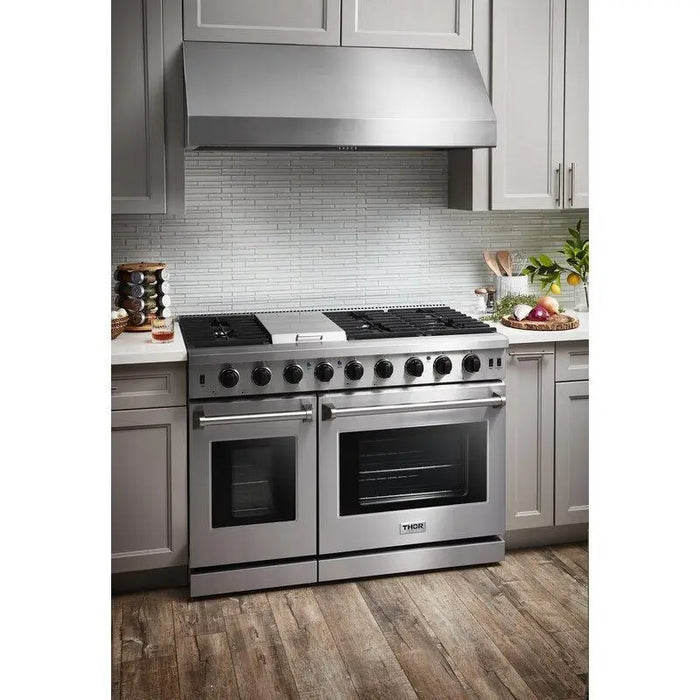 Thor Kitchen 48" Dual Oven Natural Gas Range in Stainless Steel, LRG4807U Thor Kitchen