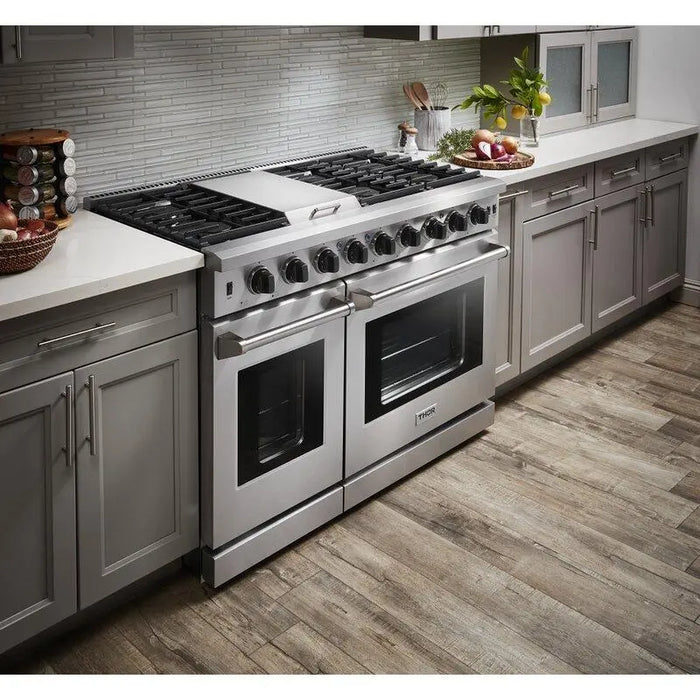 Thor Kitchen 48" Dual Oven Natural Gas Range in Stainless Steel, LRG4807U Thor Kitchen