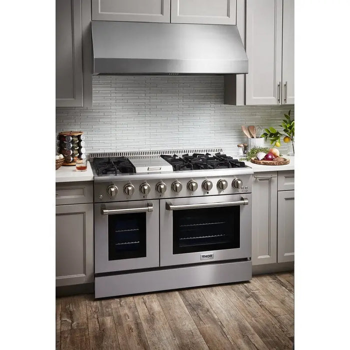 Thor Kitchen 48" Professional Propane Dual Fuel Range in Stainless Steel, HRD4803ULP Thor Kitchen