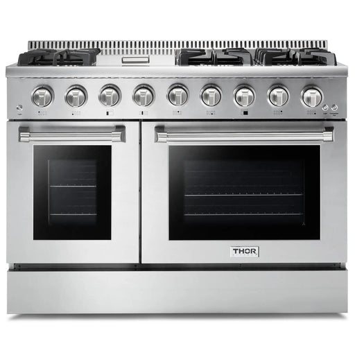 Thor Kitchen 48" Propane Gas Range in Stainless Steel with Dual Oven and Griddle, HRG4808ULP Thor Kitchen