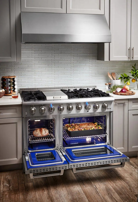 Thor Kitchen 48" Propane Gas Range in Stainless Steel with Dual Oven and Griddle, HRG4808ULP Thor Kitchen
