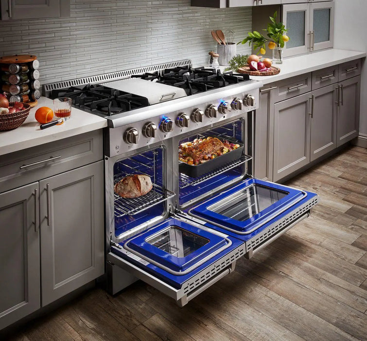 Thor Kitchen 48" Propane Gas Range in Stainless Steel with Dual Oven and Griddle, HRG4808ULP Thor Kitchen