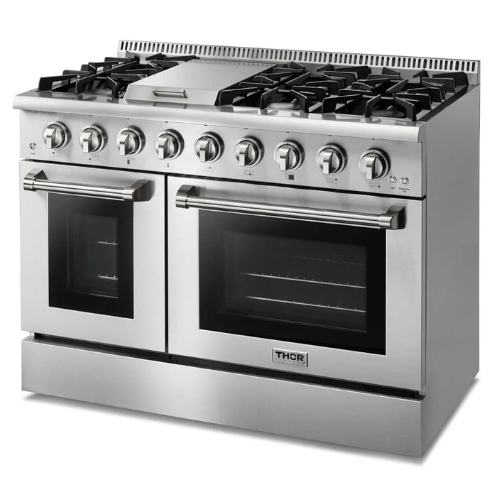 Thor Kitchen 48" Propane Gas Range in Stainless Steel with Dual Oven and Griddle, HRG4808ULP Thor Kitchen