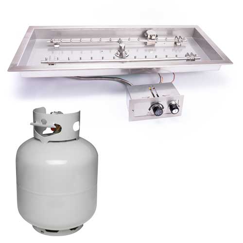 HPC 30x12" Rectangle H-Burner Torpedo Push Button Flame Sensing Fire Pit