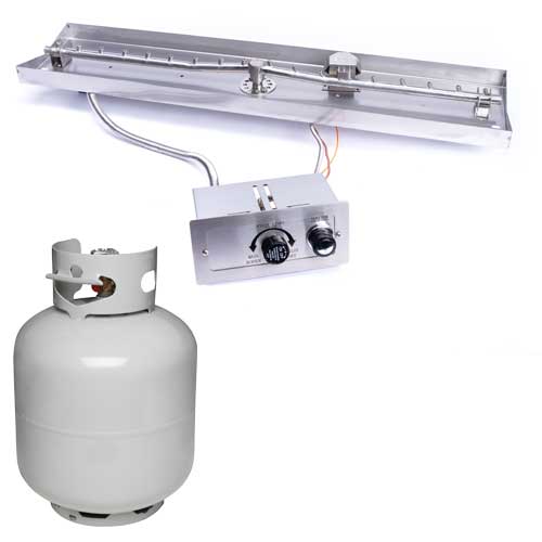 HPC 25x8" Linear Interlink Torpedo Push Button Flame Sensing Fire Pit
