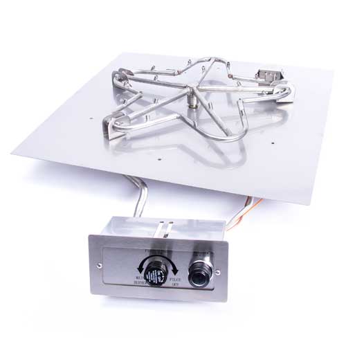 HPC 36" Square Flat Pan Torpedo Push Button Flame Sensing Fire Pit