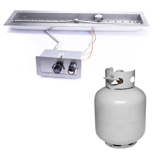 HPC 36" Linear Trough Pan Torpedo Push Button Flame Sensing Fire Pit