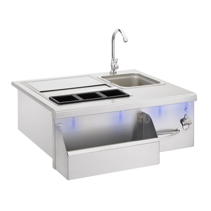 TrueFlame 30" Lighted Beverage & Prep Station - TF-BC-30L-W